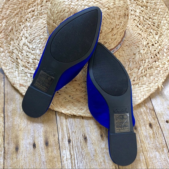 JUST IN! Blue Vegan Suede Slide Loafer Style Mules - Picture 6 of 8